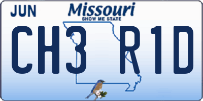 MO license plate CH3R1D