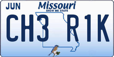 MO license plate CH3R1K