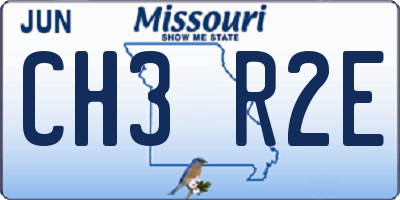 MO license plate CH3R2E