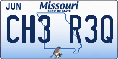 MO license plate CH3R3Q