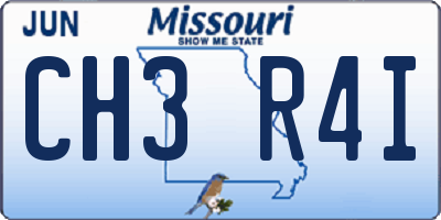 MO license plate CH3R4I