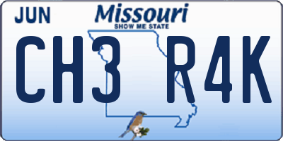 MO license plate CH3R4K