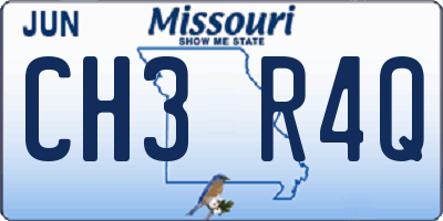 MO license plate CH3R4Q