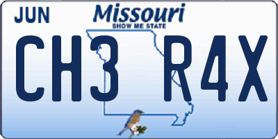 MO license plate CH3R4X