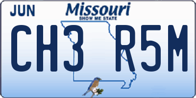 MO license plate CH3R5M