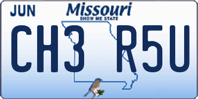 MO license plate CH3R5U