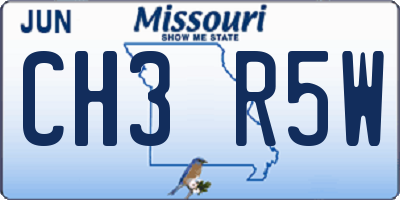 MO license plate CH3R5W
