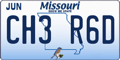 MO license plate CH3R6D