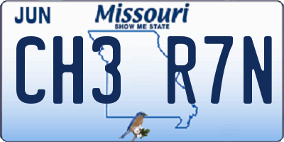 MO license plate CH3R7N