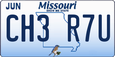 MO license plate CH3R7U