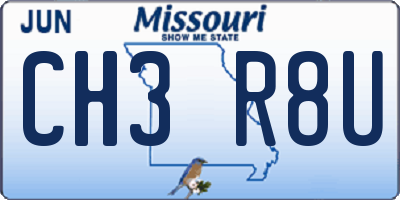 MO license plate CH3R8U