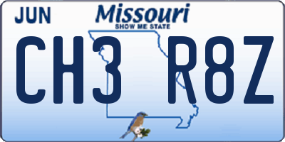 MO license plate CH3R8Z