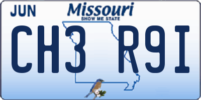MO license plate CH3R9I