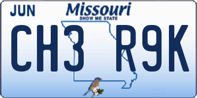 MO license plate CH3R9K
