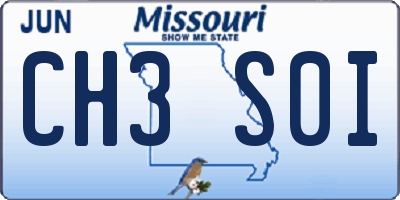 MO license plate CH3S0I