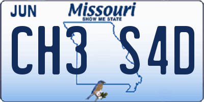 MO license plate CH3S4D