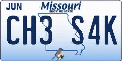 MO license plate CH3S4K