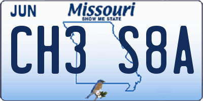MO license plate CH3S8A