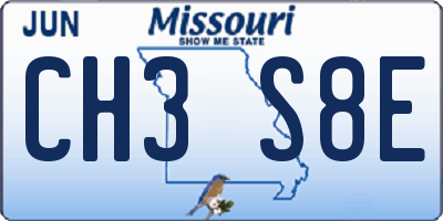 MO license plate CH3S8E