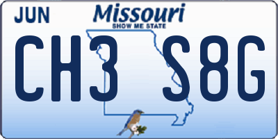 MO license plate CH3S8G