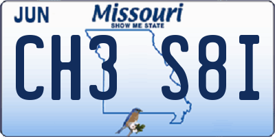 MO license plate CH3S8I