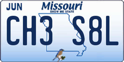 MO license plate CH3S8L