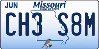 MO license plate CH3S8M