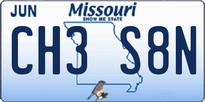 MO license plate CH3S8N