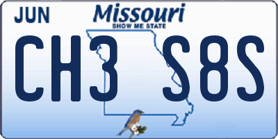 MO license plate CH3S8S
