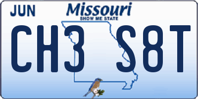 MO license plate CH3S8T