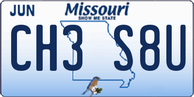 MO license plate CH3S8U