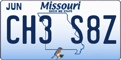 MO license plate CH3S8Z