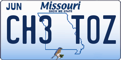 MO license plate CH3T0Z