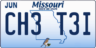 MO license plate CH3T3I