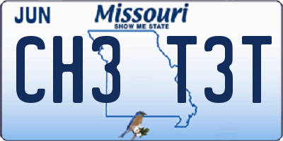 MO license plate CH3T3T
