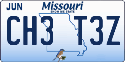 MO license plate CH3T3Z