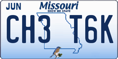 MO license plate CH3T6K