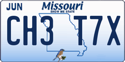 MO license plate CH3T7X