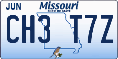MO license plate CH3T7Z