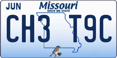 MO license plate CH3T9C