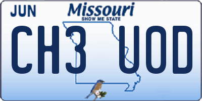 MO license plate CH3U0D