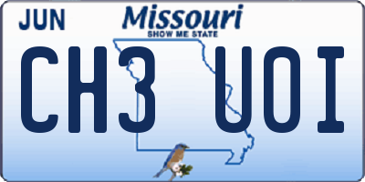 MO license plate CH3U0I