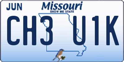 MO license plate CH3U1K