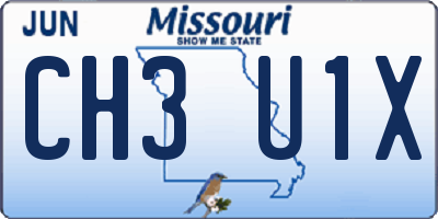 MO license plate CH3U1X