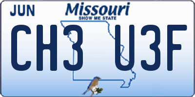 MO license plate CH3U3F