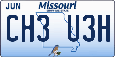 MO license plate CH3U3H