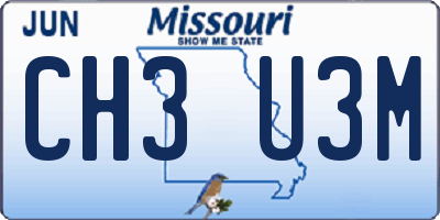 MO license plate CH3U3M