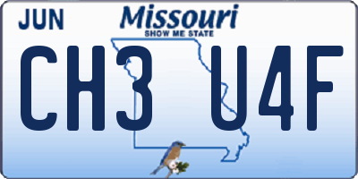 MO license plate CH3U4F