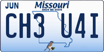MO license plate CH3U4I