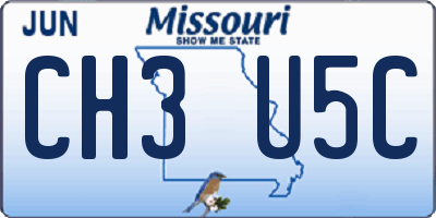 MO license plate CH3U5C